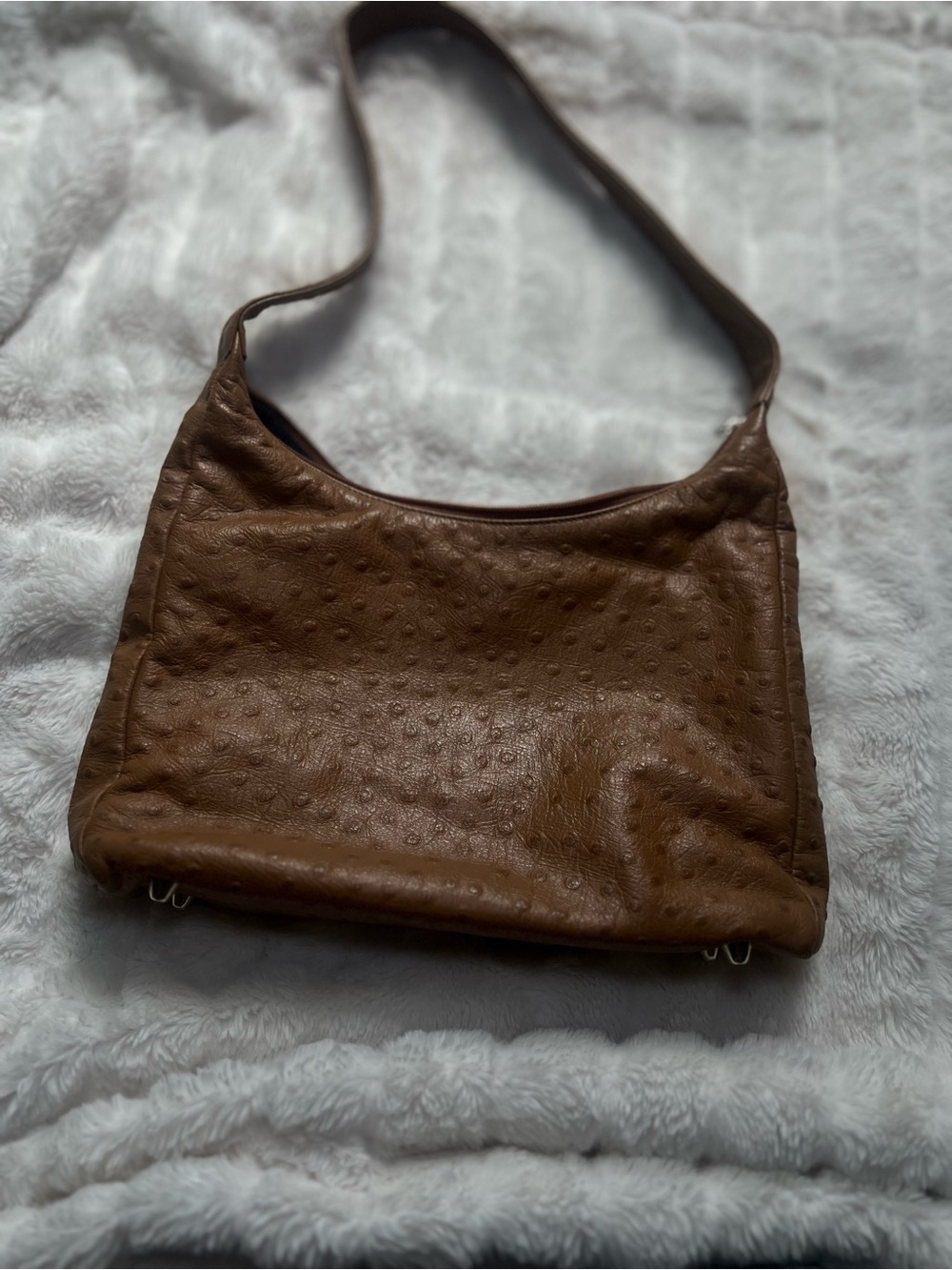 Liza Ganz Brown Textured Leather Shoulder Bag